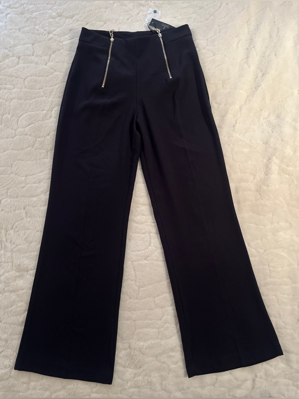 NWT T Tahari Front Zip Crepe  High waisted Pants in moonlight navy size 4